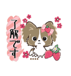 ♡愛犬の名前が入る♡パピヨン×いちご♡（個別スタンプ：1）