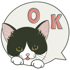 [LINEスタンプ] 【とびだす】ハチワレ猫☆おこげ•吹き出し