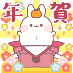 [LINEスタンプ] おもちうさぎの飛び出す年賀スタンプ