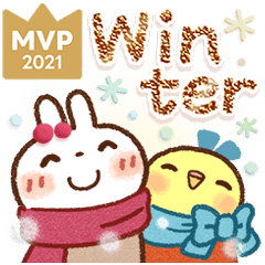 [LINEスタンプ] 冬❄白うさぎさん＆インコちゃん