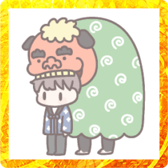 [LINEスタンプ] 【お正月】頭にうさぎのってる男の子