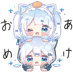 ねこうさヘッドフォンズ Ver 年末年始 Lineスタンプ みなづき