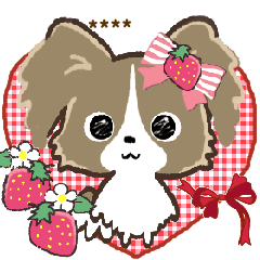 [LINEスタンプ] ♡愛犬の名前が入る♡パピヨン×いちご♡